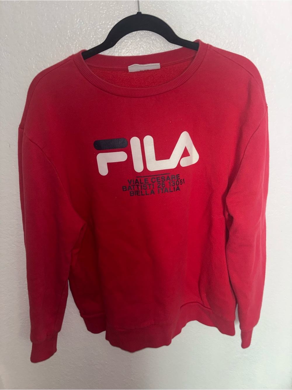 Fila Red Crewneck Sweatshirt with White Logo